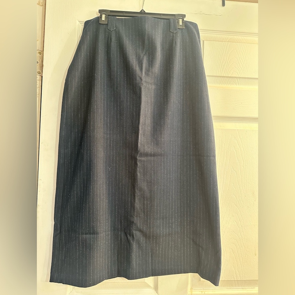 Requirements Navy Pinstripe Pencil Skirt